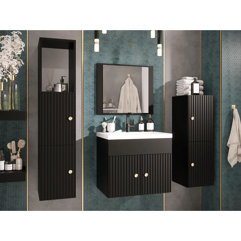 Kúpeľňová zostava SILVINO 2 - čierna + umývadlo a sifón ZDARMA