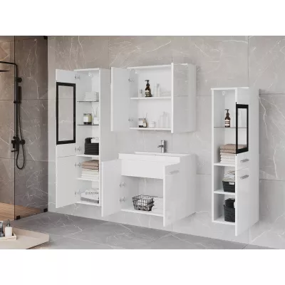 Nábytok do kúpeľne YUKO 2 - biela / lesklá šedá + umývadlo ZDARMA