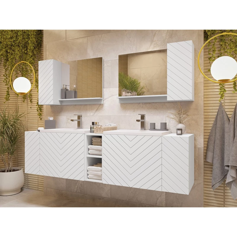 Zostava do kúpeľne PRESTA 1 - biela + 2x umývadlo a sifón ZDARMA