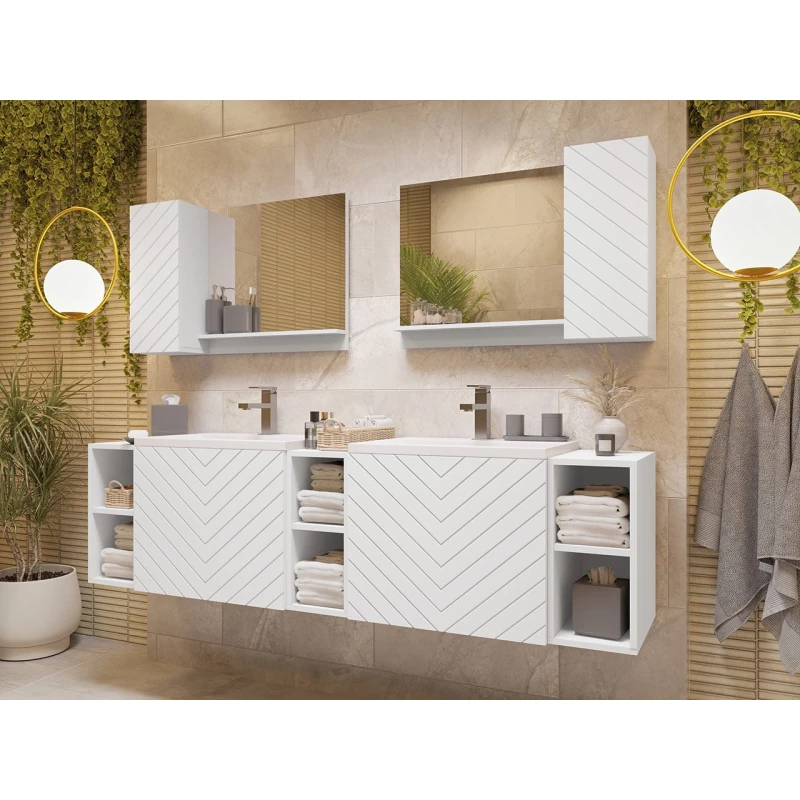 Zostava do kúpeľne PRESTA 2 - biela + 2x umývadlo a sifón ZDARMA