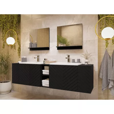 Zostava do kúpeľne PRESTA 3 - čierna + 2x umývadlo a sifón ZDARMA