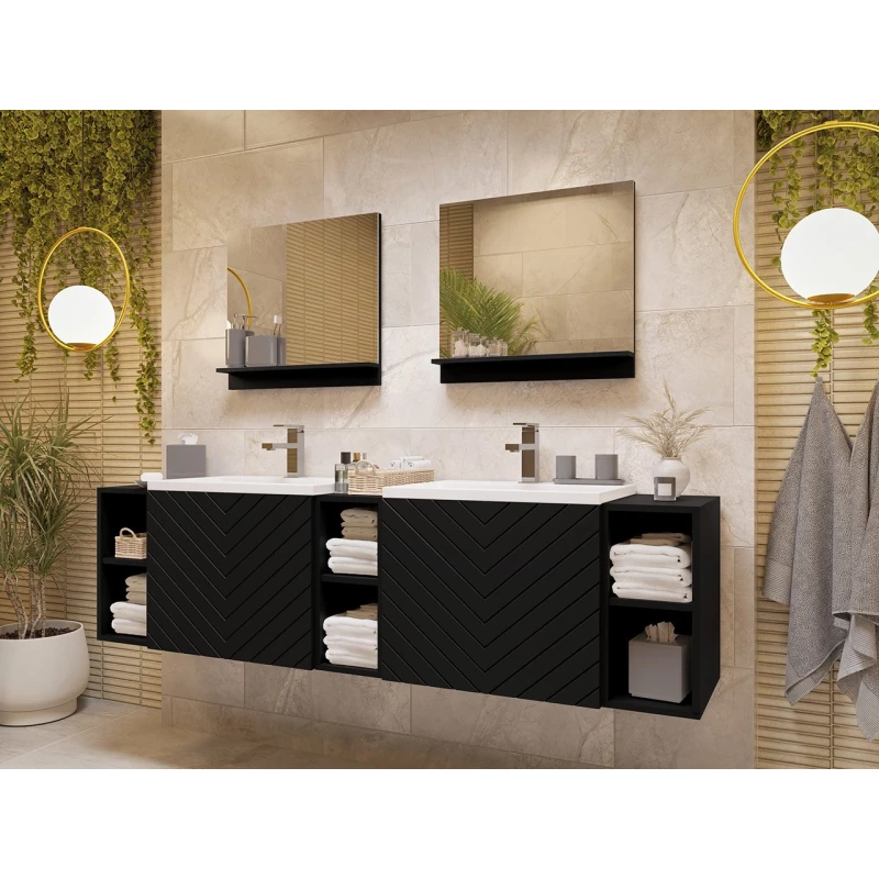 Zostava do kúpeľne PRESTA 4 - čierna + 2x umývadlo a sifón ZDARMA