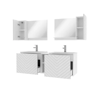 Zostava do kúpeľne PRESTA 5 - biela + 2x umývadlo a sifón ZDARMA