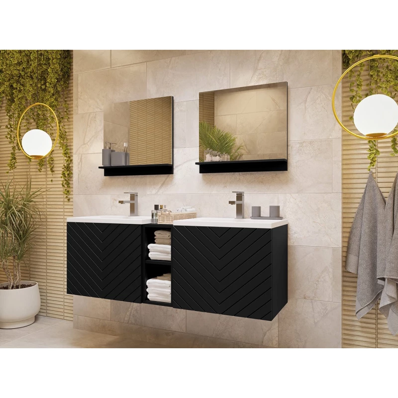 Zostava do kúpeľne PRESTA 6 - čierna + 2x umývadlo a sifón ZDARMA