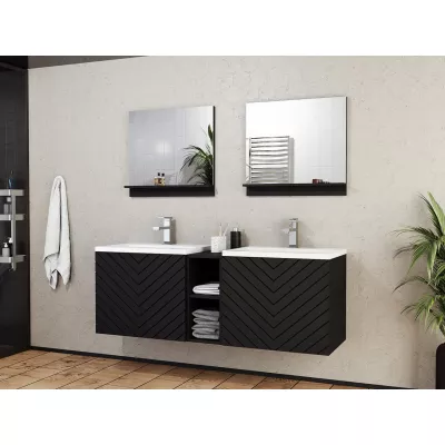 Zostava do kúpeľne PRESTA 6 - čierna + 2x umývadlo a sifón ZDARMA