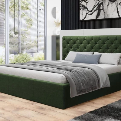 Čalúnená manželská posteľ s úložným priestorom 180x200 DOZIER - zelená