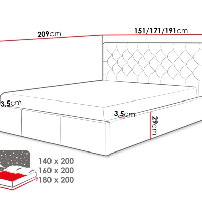 Čalúnená manželská posteľ s úložným priestorom 160x200 DOZIER - modrá