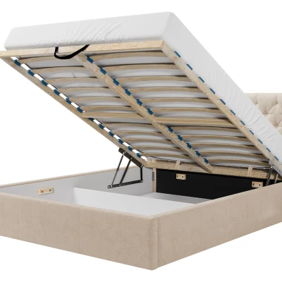 Čalúnená manželská posteľ s úložným priestorom 160x200 DOZIER - zelená