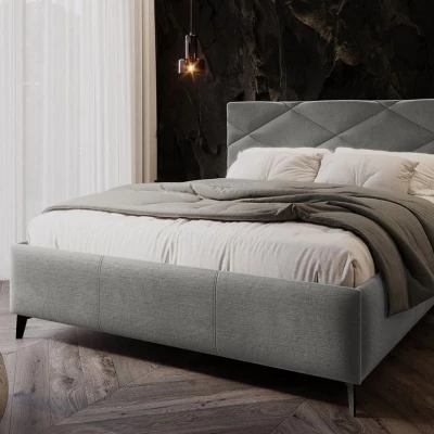 Čalúnená manželská posteľ s úložným priestorom 140x200 EMORIN - šedá