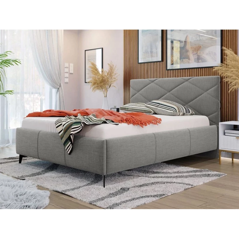 Čalúnená manželská posteľ s úložným priestorom 140x200 EMORIN - šedá