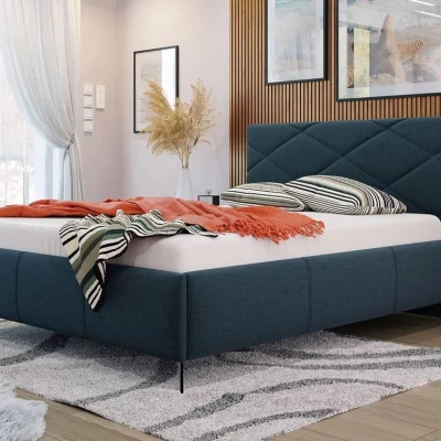 Čalúnená manželská posteľ s úložným priestorom 160x200 EMORIN - modrá