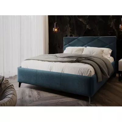 Čalúnená manželská posteľ s úložným priestorom 160x200 EMORIN - modrá