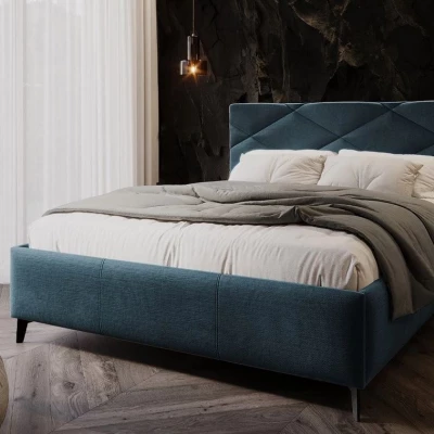 Čalúnená manželská posteľ s úložným priestorom 140x200 EMORIN - modrá