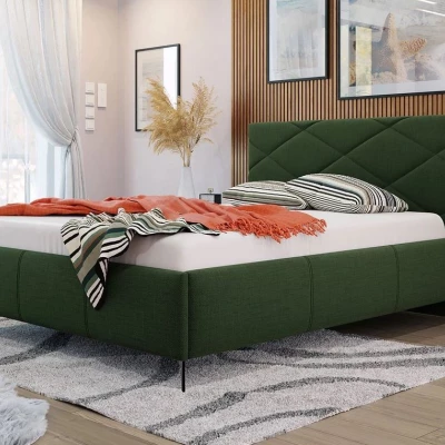 Čalúnená manželská posteľ s úložným priestorom 160x200 EMORIN - zelená