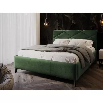 Čalúnená manželská posteľ s úložným priestorom 140x200 EMORIN - zelená