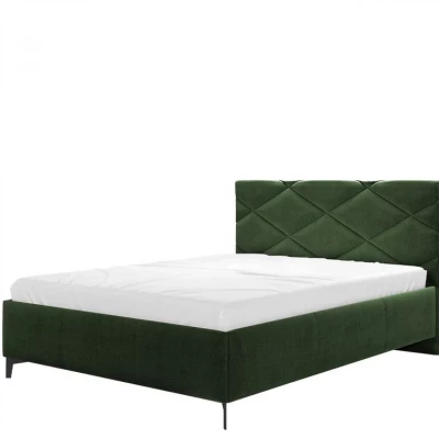 Čalúnená manželská posteľ s úložným priestorom 140x200 EMORIN - zelená