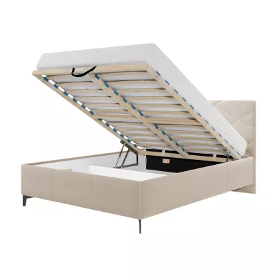 Čalúnená manželská posteľ s úložným priestorom 140x200 EMORIN - béžová