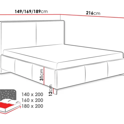 Čalúnená manželská posteľ 180x200 SACHSE - béžová