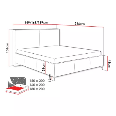 Čalúnená manželská posteľ 180x200 SACHSE - béžová