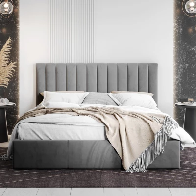 Čalúnená manželská posteľ 160x200 SELHOM - šedá
