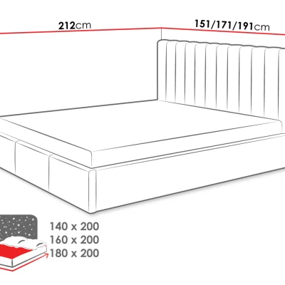 Čalúnená manželská posteľ 180x200 SELHOM - šedá