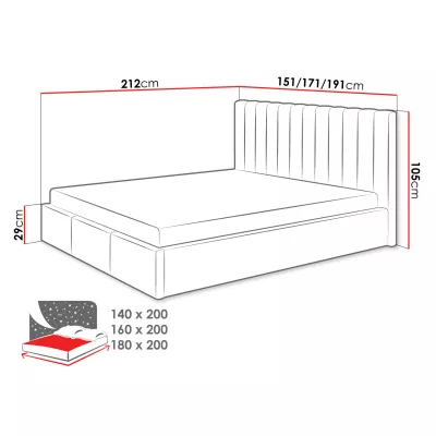 Čalúnená manželská posteľ 160x200 SELHOM - šedá