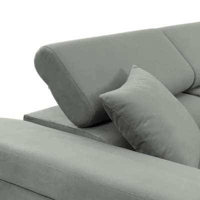 Rohová sedačka na každodenné spanie LABUS MINI - biela ekokoža / šedá, pravý roh