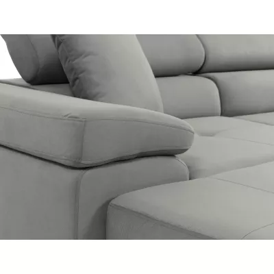 Rohová sedačka na každodenné spanie LABUS MINI - biela ekokoža / šedá, ľavý roh