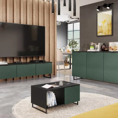 Nábytok do obývacej izby OVERTON 2 - zelený / čierny grafit