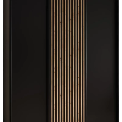 Šatníková skriňa FIDELIA 1 - 200/45 cm, čierna / čierna / dub artisan