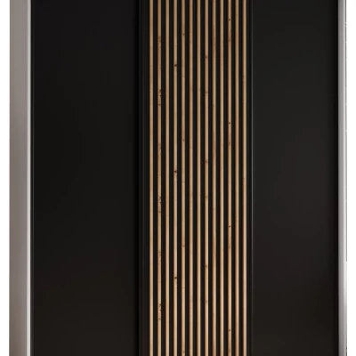 Šatníková skriňa FIDELIA 1 - 200/45 cm, biela / čierna / dub artisan