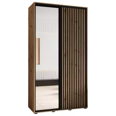 Šatníková skriňa FIDELIA 2 - 140/60 cm, dub artisan / čierna / dub artisan