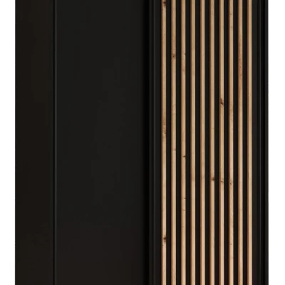 Šatníková skriňa FIDELIA 1 - 100/60 cm, čierna / čierna / dub artisan