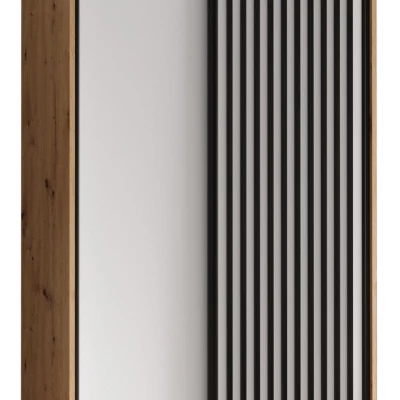 Šatníková skriňa FIDELIA 1 - 100/60 cm, dub artisan / biela / čierna