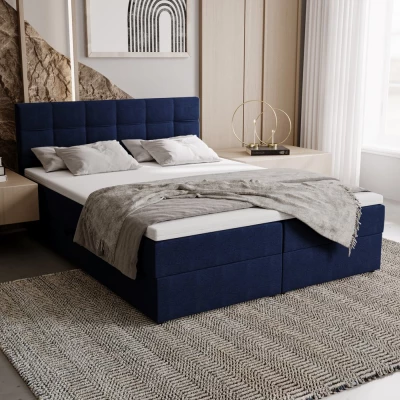 Čalúnená posteľ 160x200 ELSIE 1 s úložným priestorom - tmavo modrá