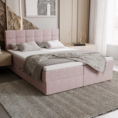 Čalúnená posteľ 140x200 ELSIE 2 s úložným priestorom - ružová