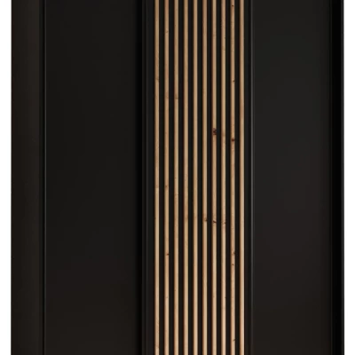Šatníková skriňa FIDELIA 1 - 150/60 cm, čierna / čierna / dub artisan