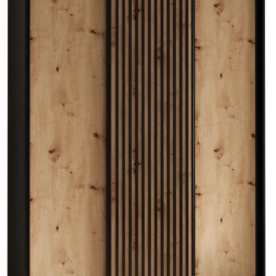 Šatníková skriňa FIDELIA 1 - 170/60 cm, čierna / dub artisan / čierna