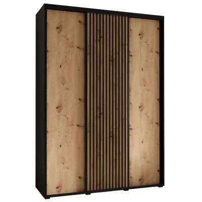 Šatníková skriňa FIDELIA 1 - 170/45 cm, čierna / dub artisan / čierna