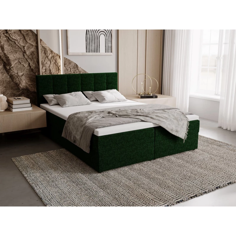 Čalúnená posteľ 140x200 ELSIE 1 s úložným priestorom - zelená