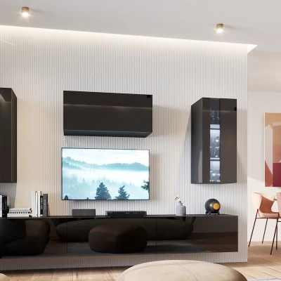 Moderná obývacia stena BRADT 66 - čierna / lesklá čierna