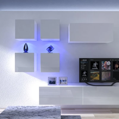 Moderná obývacia stena BRADT 61 - biela / lesklá biela