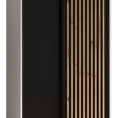 Šatníková skriňa BAYLIN 1 - 100/45 cm, biela / čierna / dub artisan