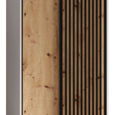 Šatníková skriňa BAYLIN 1 - 100/45 cm, biela / dub artisan / čierna