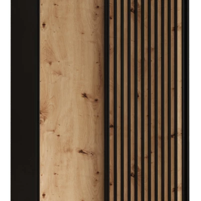 Šatníková skriňa BAYLIN 1 - 100/45 cm, čierna / dub artisan / čierna
