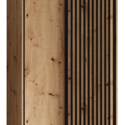 Šatníková skriňa BAYLIN 1 - 100/45 cm, dub artisan / dub artisan / čierna