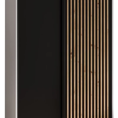 Šatníková skriňa BAYLIN 1 - 130/45 cm, biela / čierna / dub artisan