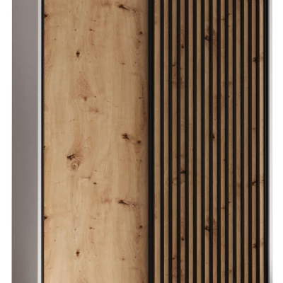 Šatníková skriňa BAYLIN 1 - 130/45 cm, biela / dub artisan / čierna