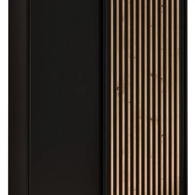 Šatníková skriňa BAYLIN 1 - 130/45 cm, čierna / čierna / dub artisan