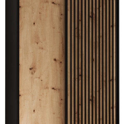 Šatníková skriňa BAYLIN 1 - 130/45 cm, čierna / dub artisan / čierna